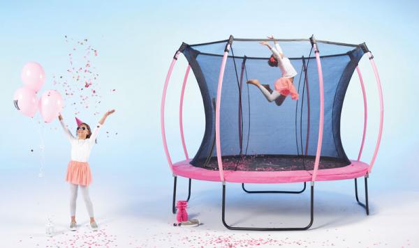Plum 305cm Colours Springsafe Trampoline with net, pink